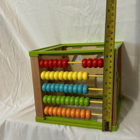 Toddler Learning Cube Toy Wooden Gears Abacus Clock Shape Montessori 7 in x 7 in - Picture 5 of 10